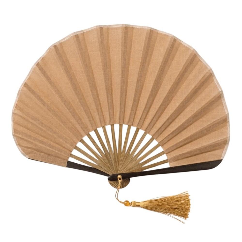 Solid Color Retro Mini Shell Fan Cotton Linen Cloth New Chinese Style Fan Dance Props