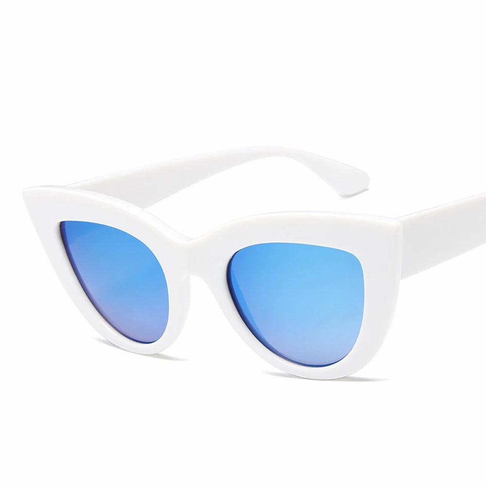 New Cat Eye Women Vintage Shaped Sun Glasses Tinted Color Lens Blue Sunglasses