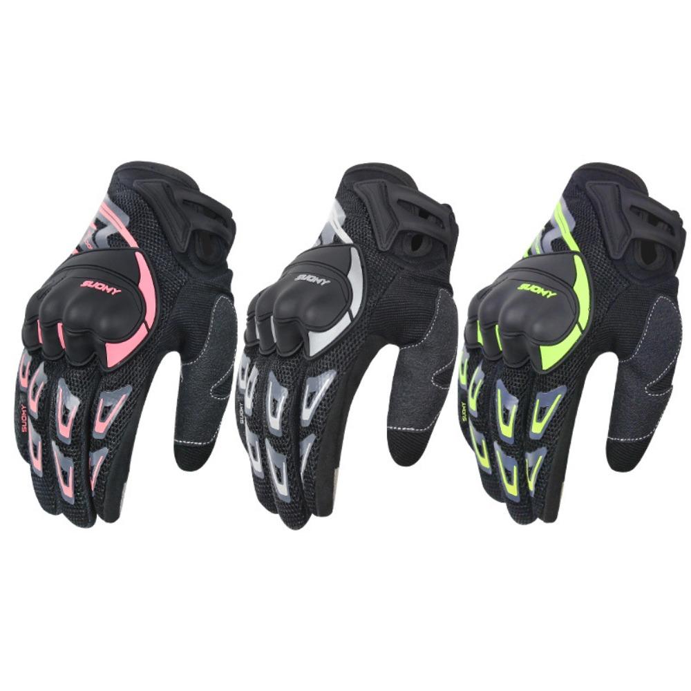 Summer Motorcycle Gloves Thin Mesh Breathable Four-season Cycling Locomotive Rider Anti-drop Off-road Racing Male Full Finger