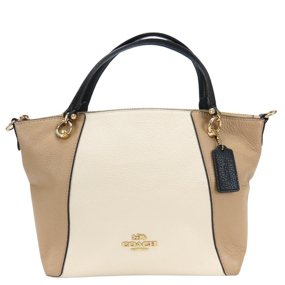 Used COACH Handbag C6841 leather beige Ivory By color