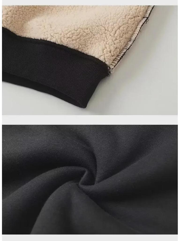 Men's Thickened Plush Lamb Fleece Sweatshirt - Warm Winter Casual Round Neck Top