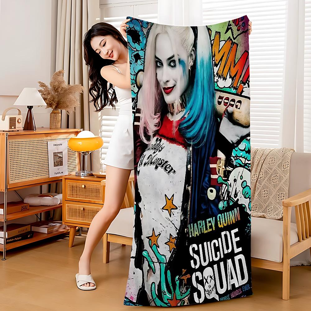 H-HarleyS Cool Q-Quinn Beach Towel Cartoon Cute Summer Kids Large Bath Pool Beach Towel Microfiber Absorbent For Swimming Travel