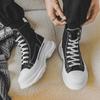 Men's High-Top Canvas Shoes - Youth Outdoor Sports, Fashion Lace-up, Thick-Soled, Height-Enhancing for Autumn and Winter