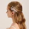 Elegant Floral Hair Clip Rose Gold Pearl Flower Leaf Barrettes For Women Girls Wedding Party Banquet Updo Jewelry Hair Accessory