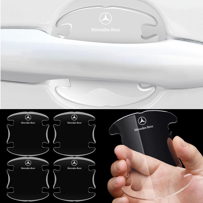 AABID1 4pcs Transparent Car Door Handle Anti Scratches Sticker Protector Film Caps For Mercedes Benz AMG W204 W213 W205 W211 W212 W176