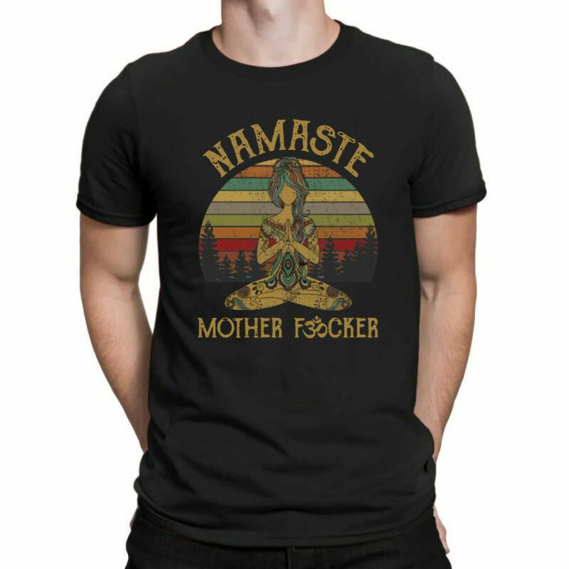 Funny Yoga Namaste Mother Fvcker Retro Vintage Men's Cotton Black T Shirt Tee