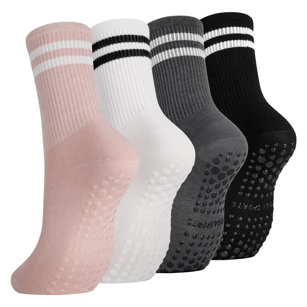 Girldate Yoga and Suitable for All Women's Non-Slip Socks, 4-Pair Set, Moisture-Wicking, Breathable, Cold-Weather Protection, Seasons, Approx.