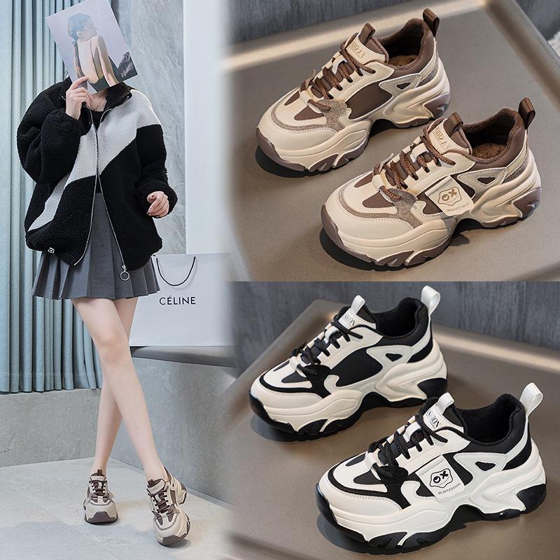 Модные женские туфли для пап из натуральной кожи на толстой подошве 2024 года — модный и спортивный универсальный стиль