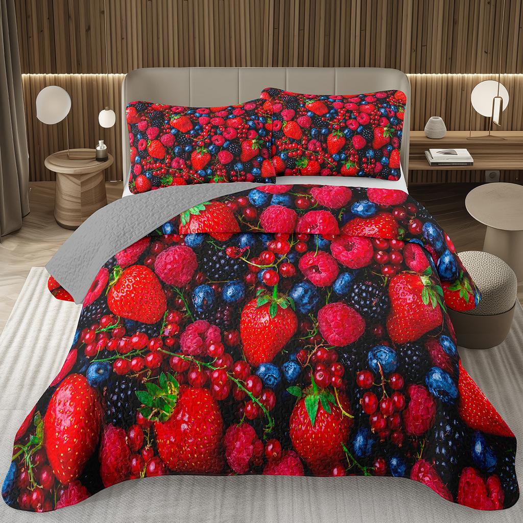 Покрывало с черникой размера кинг, твин, Гавайское летнее тропическое фруктовое покрывало для декора комнаты мальчика/девочки, Двустороннее стеганое постельное белье