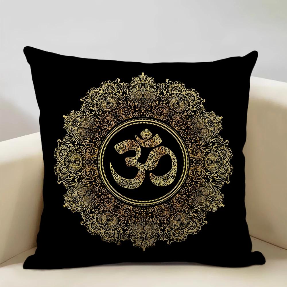 Mandala Sofa Decorative Throw Pillow Case, Hamsa Cushion Cover, Home Living Room Pillow Cover, 45x45cm