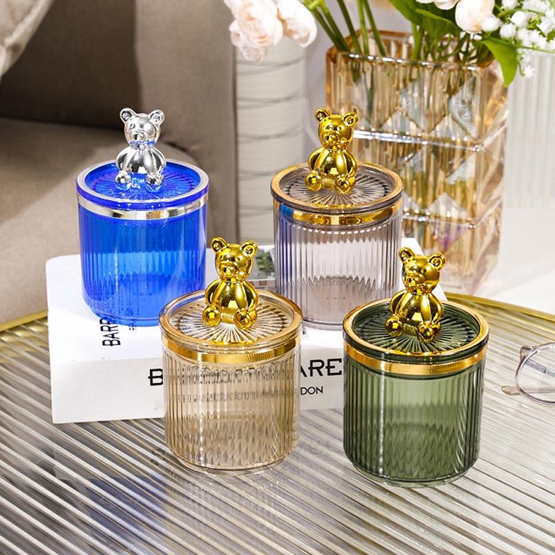 Милый медведь, держатель для ватного диска, стержень для ватной палочки, коробка для хранения косметики, ювелирных изделий, контейнер для макияжа для ванной, органайзер для помады, коробка