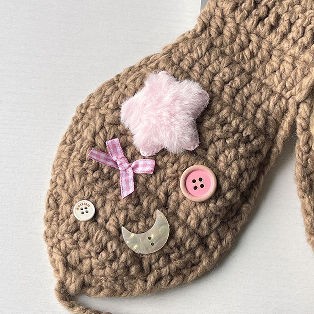 Ветронепродуваемые вязаные крючком наушники с аппликациями в виде звезд и луны, привлекательная грелка для ушей для взрослых, сохраняющая уши в тепле, принадлежности для холодной погоды