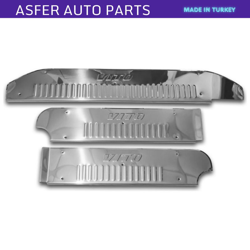 Хромированная накладка на порог из 3-х частей из нержавеющей стали для Vito W639 2003-2014