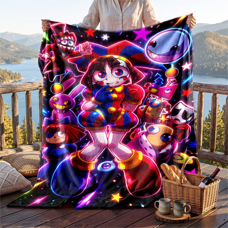 Warm Flannel Blanket The Amazing Digital Circus Pattern, Lightweight Comfortable Throw Blanket for Bed Sofa Use