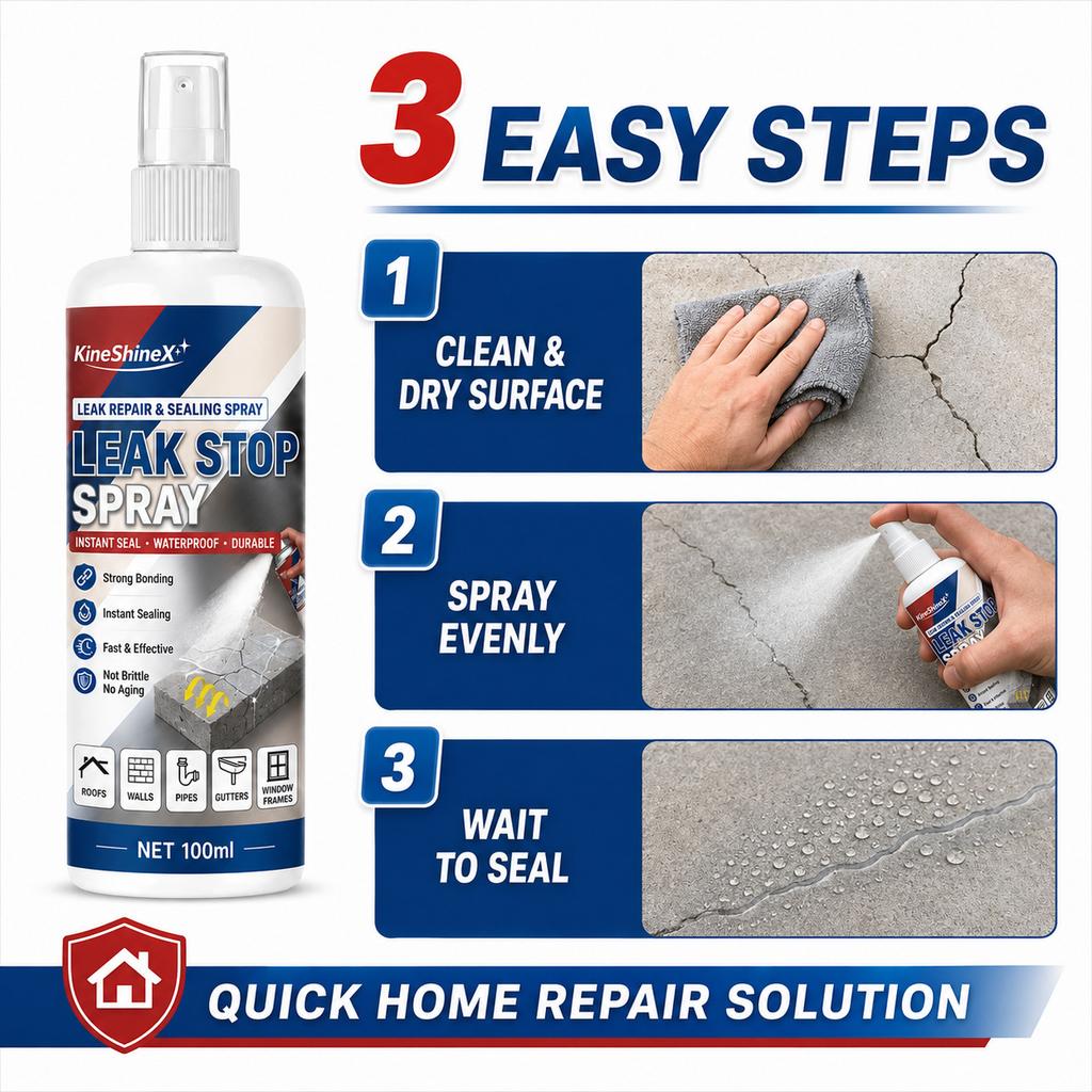 Leak Stop Spray 100ml - Waterproof Sealant for Roof Wall Pipe Gutter Window, Instant Leak Repair & Durable Shield