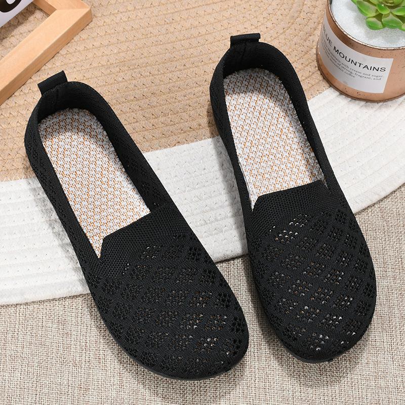 Летняя дышащая полая обувь для мам среднего и пожилого возраста с сетчатой подкладкой, мягкая подошва, мягкая поверхность, одна педаль, сандалии из мелкой сетки