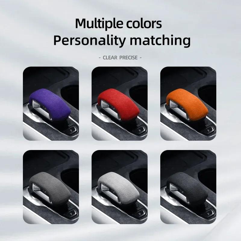 For Geely Zeekr 001 -2024 alcantara suede Trim Car Gear Shift Handle Knob Frame Cover Styling Accessories