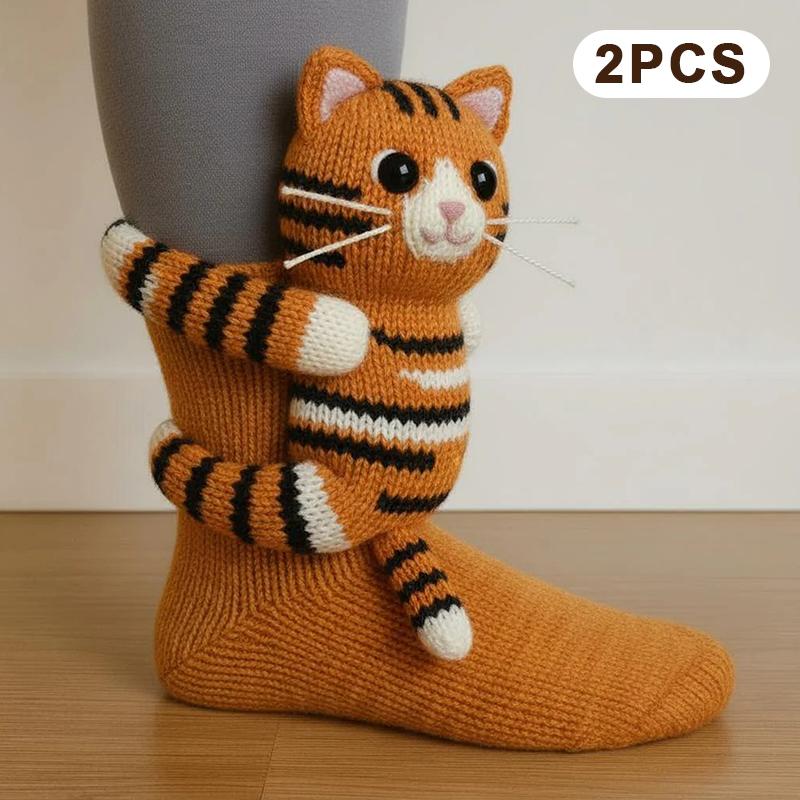 3D Knit Animal Sloth Socks,2025 Christmas Socks For Wome Collection Fun Cute Plush Animals Hug Crew Socks For Child