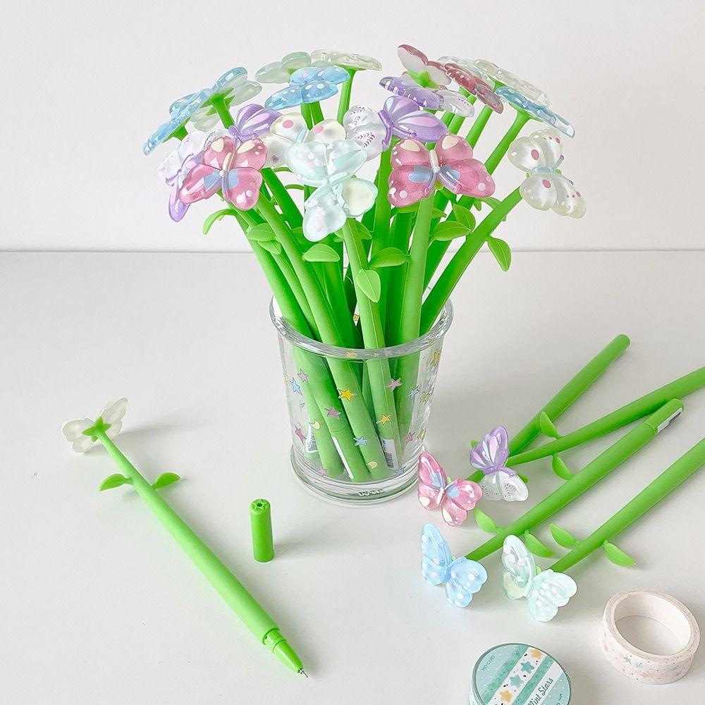 Black Ink Butterfly Gel Pen 0.5mm Tip Writing Pen New Flower Gel Pen Students