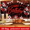 2D flat banner elegant black and red birthday party background banner birthday party decoration