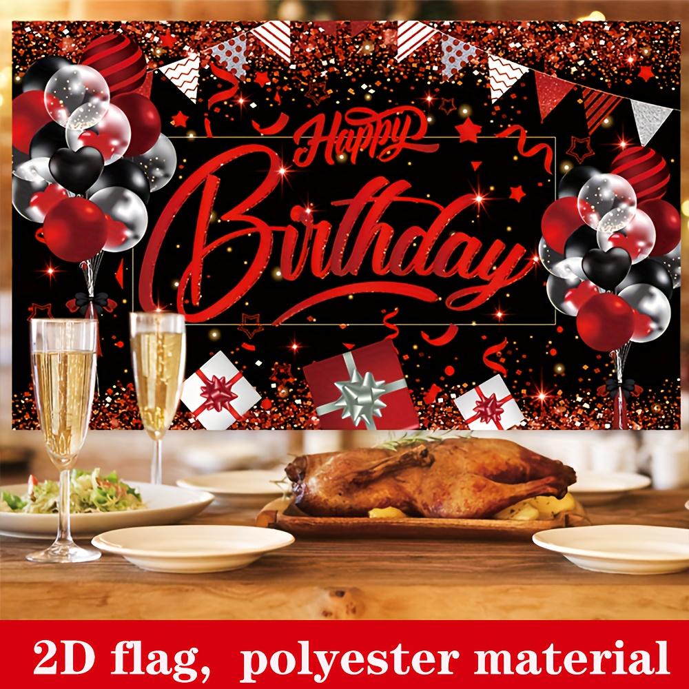 2D flat banner elegant black and red birthday party background banner birthday party decoration