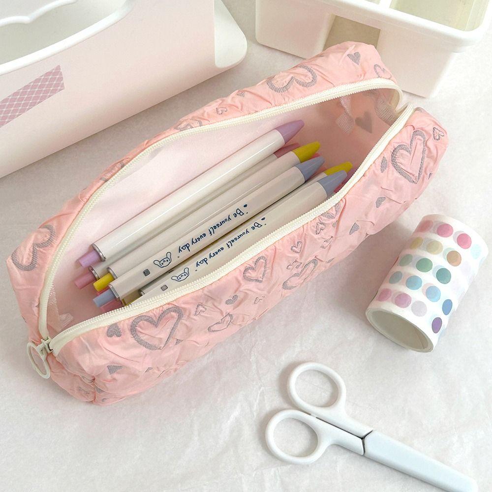 Love Print Pattern Stationery Bag Large Capacity Storage Bag Simple Pen Bag Student Gift