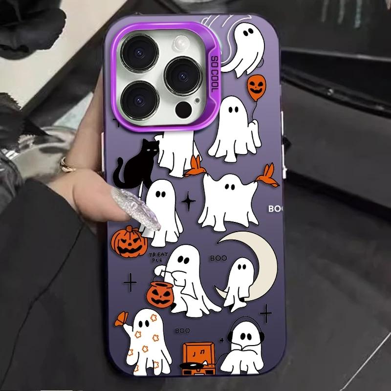 Чехлы для телефона на Хэллоуин с призраками для iPhone 16 Pro Max Чехол 15 11 12 14 13 Pro XS XR 8 7 16 Plus Ударопрочный чехол