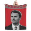 Charlie Kirk Voice of a Generation Patriotic Slogan Warm Plush Throw Blanket for Bedroom Flannel Bedspread