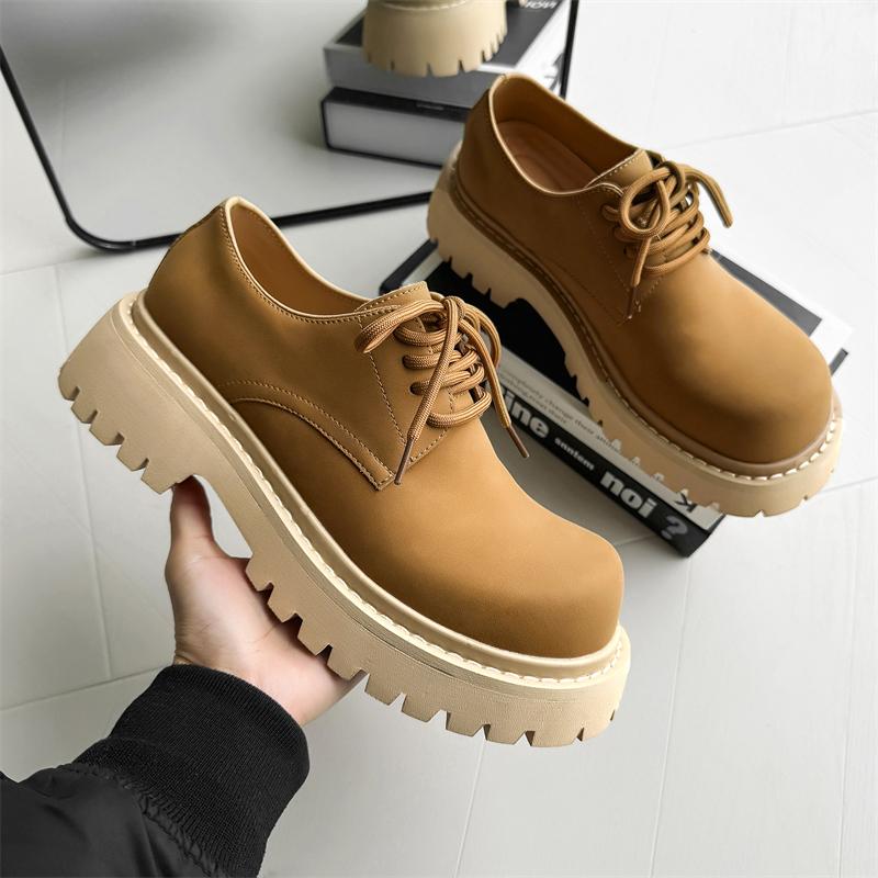 Fashion Classic Thick Soled Men's Leather Shoes Brand Designer Style Plus Size 38-43 Fashion Adult Quality Luxury Business Derby Shoes