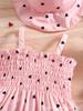 Toddler Girl Heart Smocked Dress and Hat Set Kids Beach Wear
