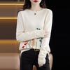 2025 Fashion Wool Crew Neck Embroidered Sweater – Loose, Warm, and Comfortable
