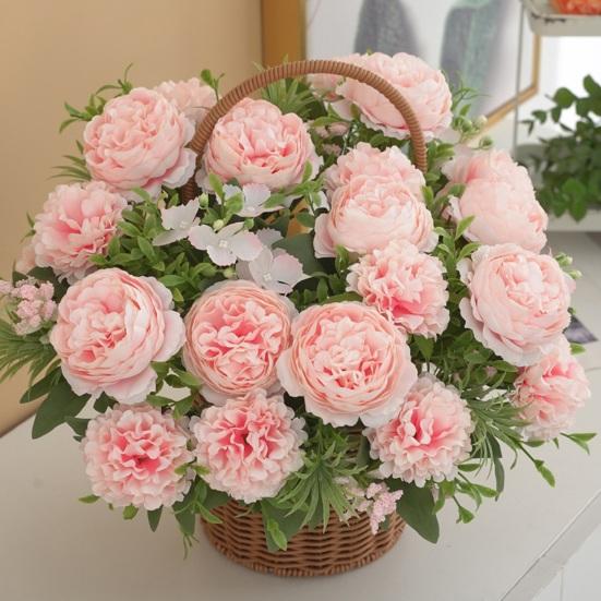 Искусственный пион со стеблем 6 головок, не увядающий, без полива, реквизит для свадебной фотосъемки, реалистичный многоразовый букет роз из искусственного Китая, украшение для дома