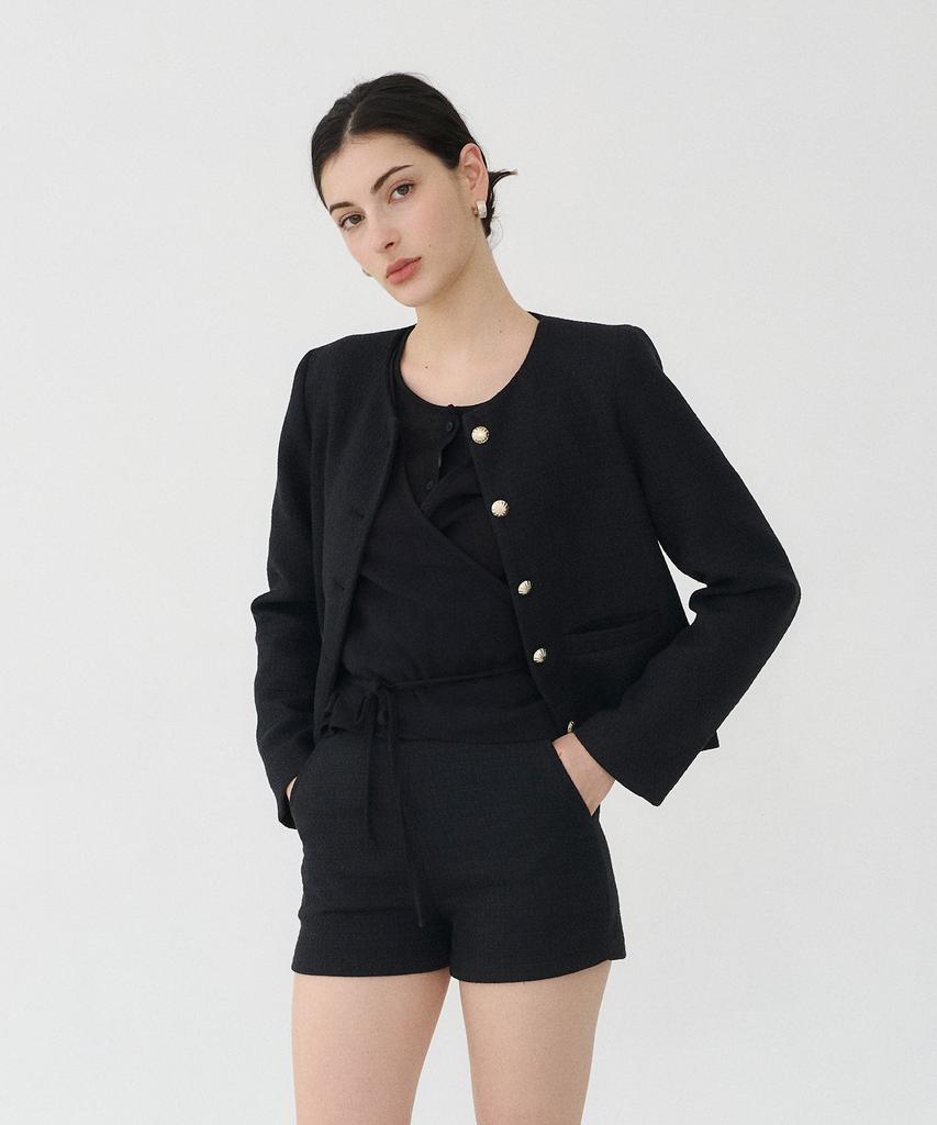 Bibyseob [Set] Classic Tweed Jacket + Slim Shorts Black