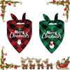 2pcs New Adjustable Christmas Pet Triangle Scarf Plaid Dog Bib Dog Bandanas Reversible Scarves