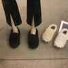 Plush Warm Fluffy Shoes Women's 2024 Winter Flat-bottomed Outer Wear One Pedal Doudou Single Shoes Cotton Shoes Laden Shoes