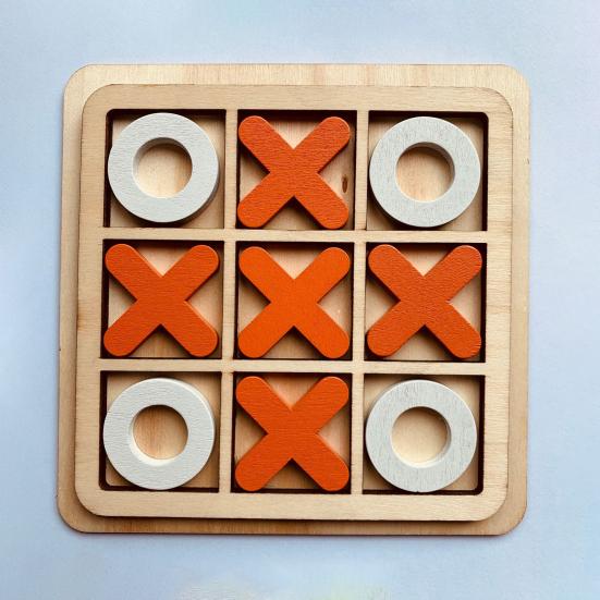 1 Set Tic-Tac-Toe Competitive-skill Decision-making Skill Brain-development Wood Logical Thinking Ability OX Chess Game Children Supply