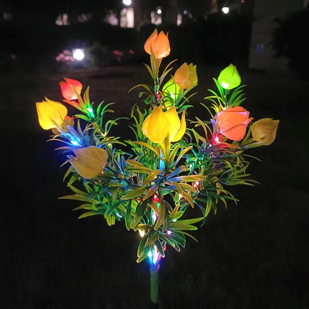 Уличные 42 светодиодных солнечных садовых светильника, атмосферное освещение, лампа для газона на заднем дворе, новые солнечные цветочные светильники