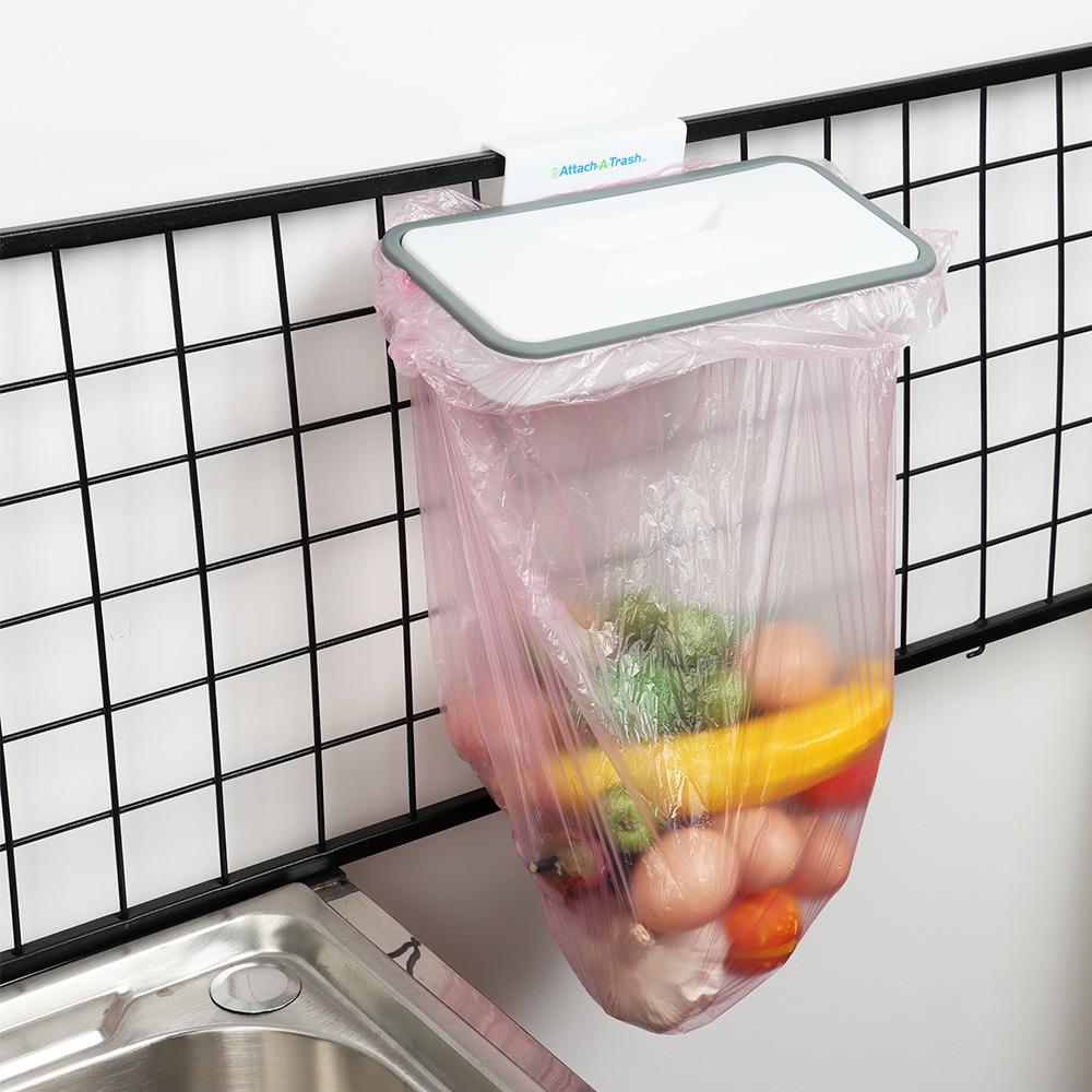 Bag Carrier Kitchen Waste Bin Rubbish Bag Holder Attach-A-Trash Hanging Cupboard Rubbish Bracket