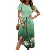 Women's Casual Cute Pattern Print Round Neck Midi Dress Basic Classic Outdoor Everyday Short Sleeve Loose Dress