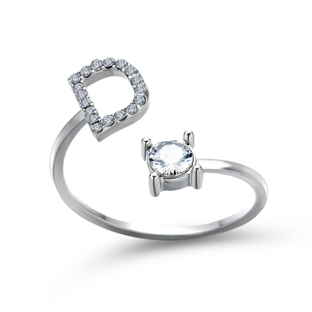 Fashion Initials A-Z Letter Ring Women Classic Gold Color Silver Color Opening Finger Ring For Girl Party Jewelry Gift Wholesale