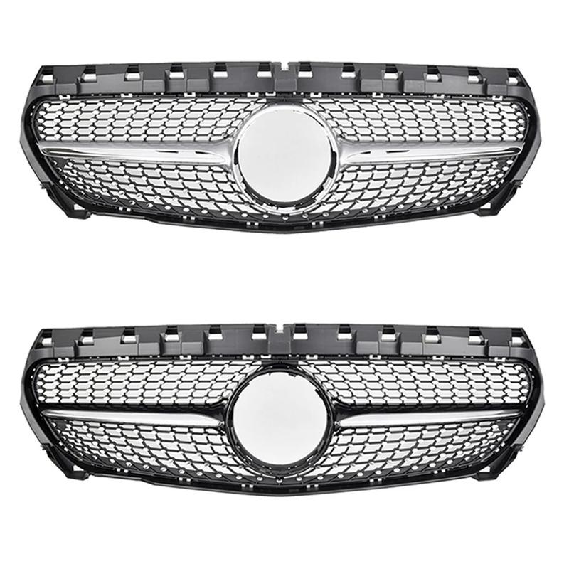For Mercedes CLA W117 2013-2019 CLA180 CLA200 CLA250 CLA45 Gloss Black GT R Style Front Bumper Grille Car Accessories