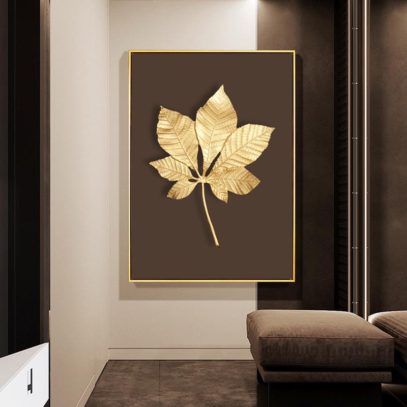 Abstract Plant Flower Wall Art Luxurious Golden Ginkgo Maple Leaves Poster Prints Home Living Room Wall Decor Picture No Frame