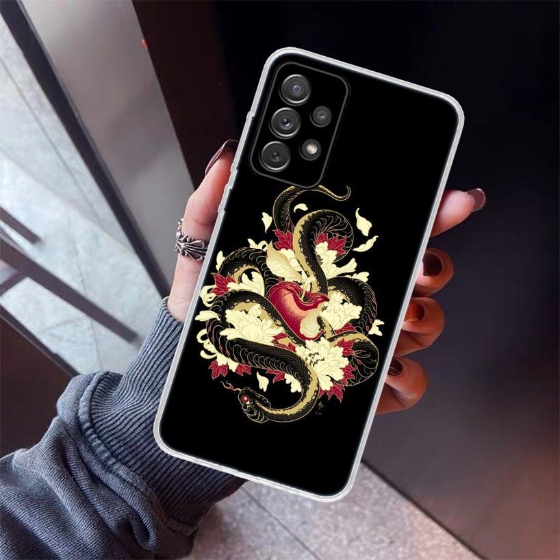 Чехол для телефона Животное Змея и Папоротник Для Samsung Galaxy A17 A57 A37 A16 A26 A36 A56 A15 A25 A35 A55 A14 A13 A54 A53 A34 A24 A33