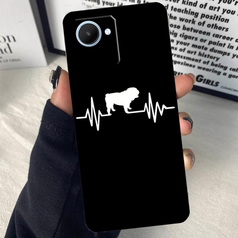 Сердцебиение английского бульдога Для Realme GT7 Pro GT6 C67 C65 C63 C61 C55 C53 C51 C71 C75 10 11 12 13 14 15 Pro Plus Чехол