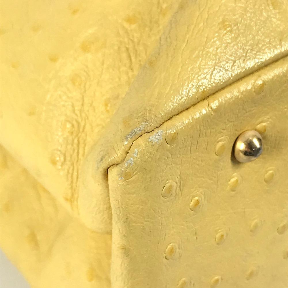 VERSACE vintage Sunburst logo Bag Tote Bag Shoulder Bag Embossed Leather yellow