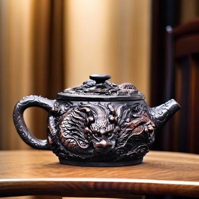 Божественный дракон Фиолетовый Керамика Винтажный чайник Резной чайник Кунг-фу Одиночный чайник Устройство для приготовления чая Пуэр Чайные наборы Китайский чайник