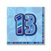Unique Party Салфетки для вечеринки в честь 13-летия с синим блеском (Пакет из 16)