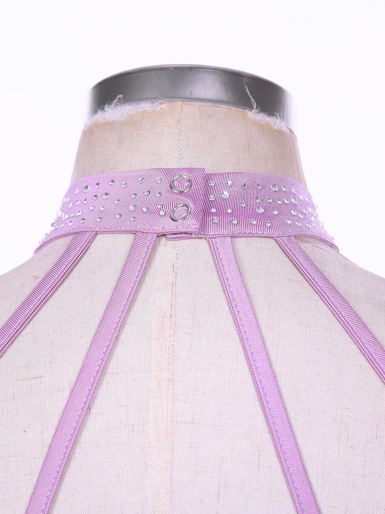 Женский купальник для выступлений, платье с халтером, бретельки на спине, асимметричный подол, блестящие стразы, костюм для сцены и соревнований