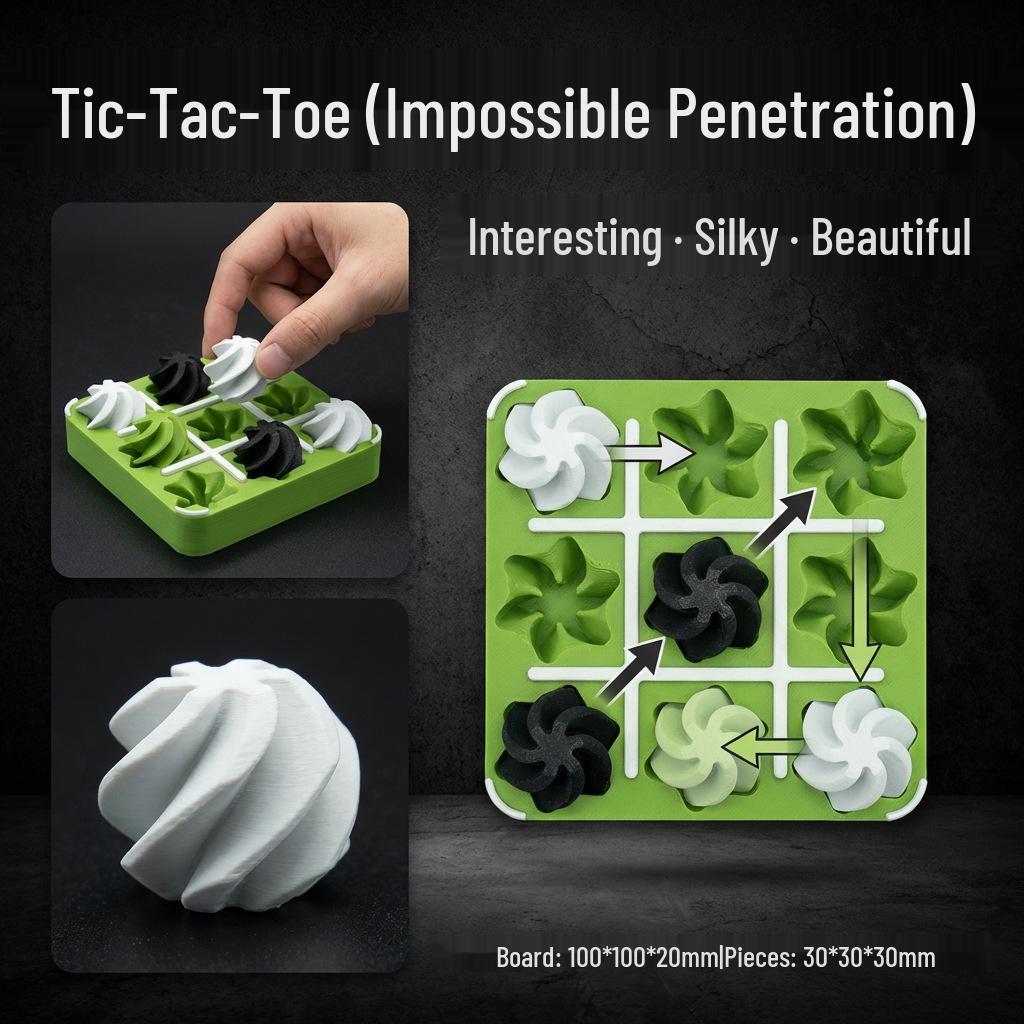 3D Printed Tic-Tac-Toe Decompression Pendant - Creative EDC Office Toy