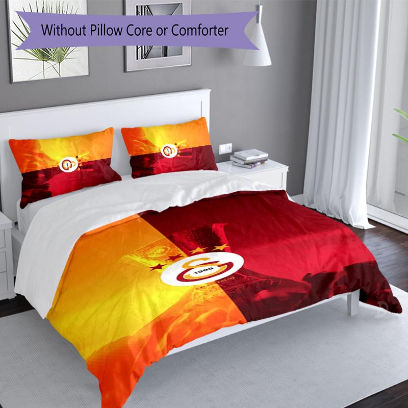 3pcs Galatasaray S .K Duvet Cover Set, Includes 1 Duvet Cover and 2 Pillowcases,Skin-Friendly&Comfortable Fabric,Suitable Bedding Sets